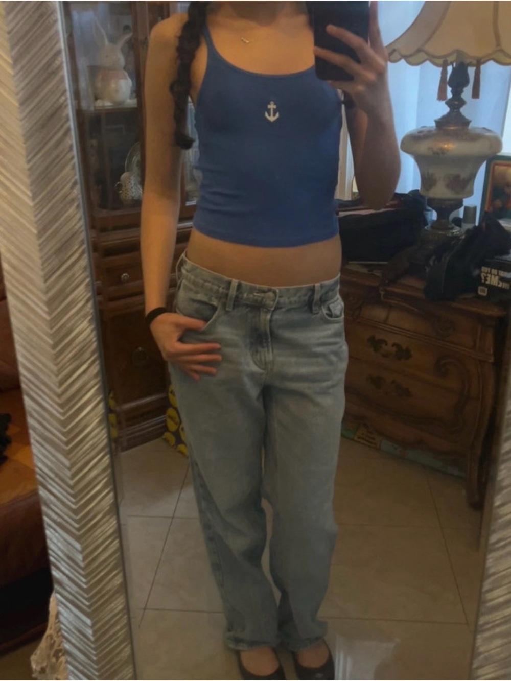 Cotton On Royal Blue Anchor Crop Tank